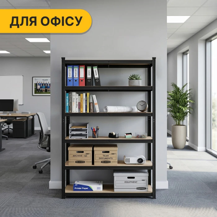 Стеллаж LEOBRO Premium Black 180 х 100 х 50 см, 200кг/полка, 5 полок (LB-R129)