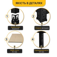 Стеллаж LEOBRO Premium Black 180 х 100 х 50 см, 200кг/полка, 5 полок (LB-R129)