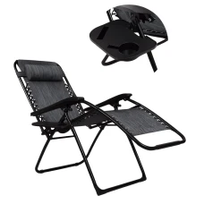 Розкладне крісло шезлонг LEOBRO Zero Gravity Dark Grey (LB-ZGC-F1-DGR)