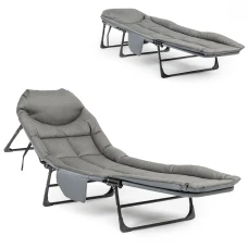 Розкладне ліжко (розкладачка) з вбудованим матрацом LEOBRO Grey (LB-FB-M1-GRY)