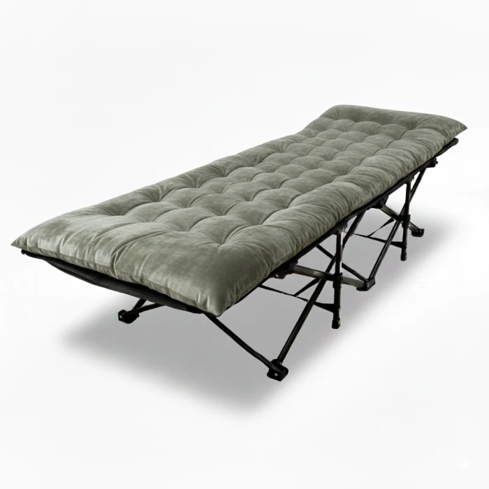 Розкладачка для туризму LEOBRO з товстим оксамитовим матрацом (LB-CC-L2-GRY)