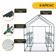 Стелаж-теплиця LEOBRO 143x143x195 см на 8 полиць Green (LB-G122)