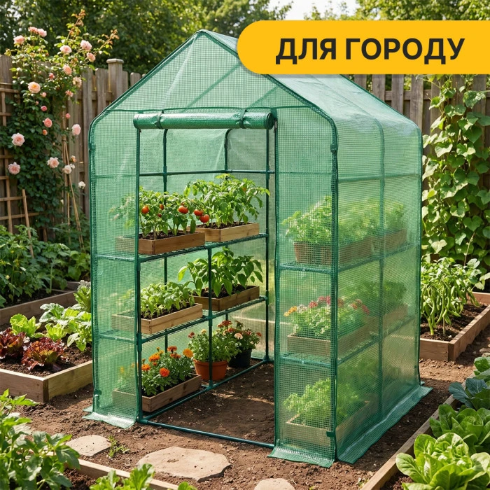 Стелаж-теплиця LEOBRO 143x143x195 см на 8 полиць Green (LB-G122)