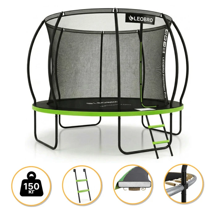 Батут із внутрішньою захисною сіткою 374 см LEOBRO Premium Pro 12FT GREEN (LB-1101)