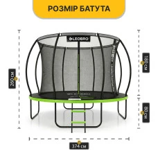 Батут із внутрішньою захисною сіткою 374 см LEOBRO Premium Pro 12FT GREEN (LB-1101)