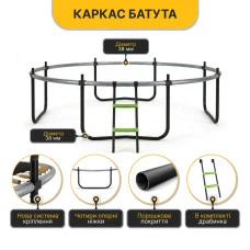 Батут із внутрішньою захисною сіткою 374 см LEOBRO Premium Pro 12FT GREEN (LB-1101)