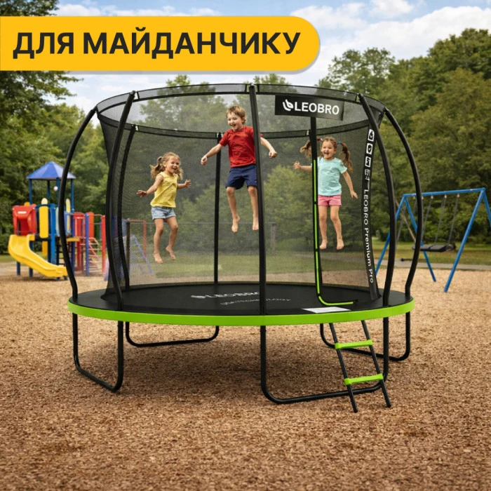 Батут із внутрішньою захисною сіткою 374 см LEOBRO Premium Pro 12FT GREEN (LB-1101)