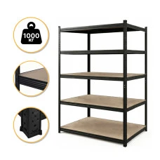 Стеллаж LEOBRO Premium Black 180 х 100 х 60 см, 200кг/полка, 5 полок (LB-R130)