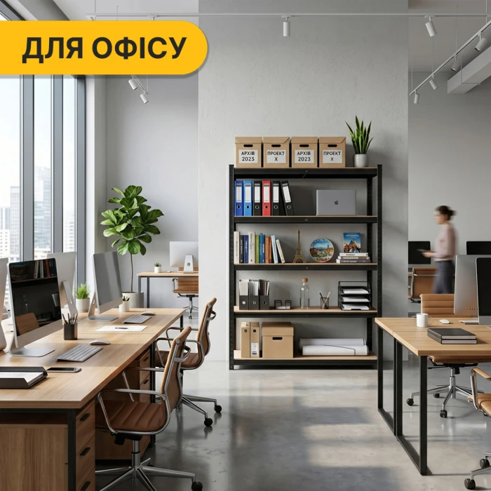 Стеллаж LEOBRO Premium Black 180 х 100 х 60 см, 200кг/полка, 5 полок (LB-R130)