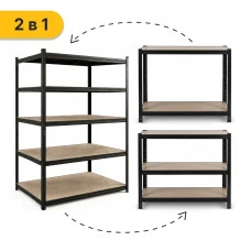 Стеллаж LEOBRO Premium Black 180 х 100 х 60 см, 200кг/полка, 5 полок (LB-R130)