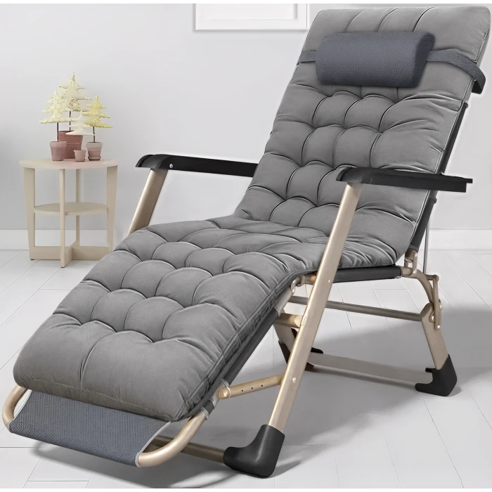 Розкладне крісло ліжко з подушкою LEOBRO Сіре (FCB-S03-PP)