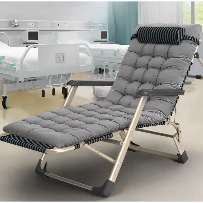 Розкладне крісло ліжко з подушкою LEOBRO Сіре (FCB-S03-PP)
