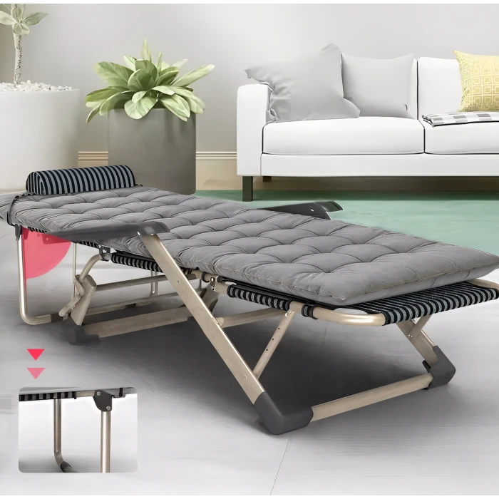 Розкладне крісло ліжко з подушкою LEOBRO Сіре (FCB-S03-PP)