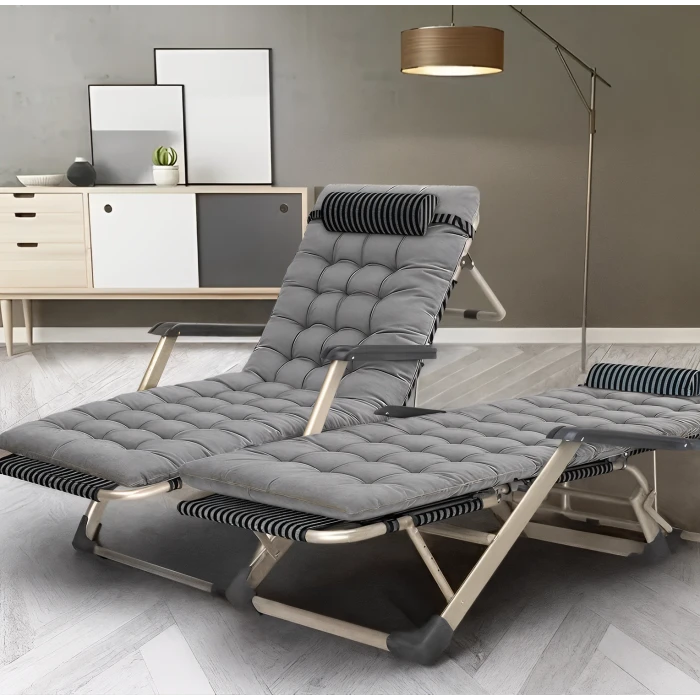 Розкладне крісло ліжко з подушкою LEOBRO Сіре (FCB-S03-PP)