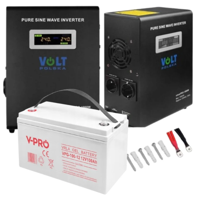 Аварийный комплект Volt Polska SINUS PRO 800 W 12/230V 500/800W + Аккумулятор VOLT VRLA DEEP CYCLE 110Ah 12V