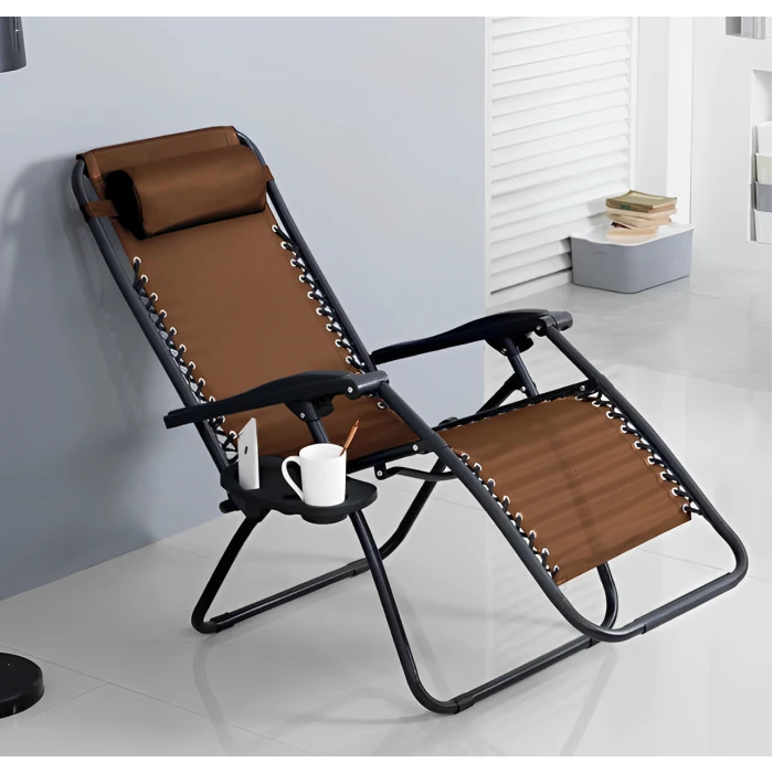 Розкладне крісло шезлонг LEOBRO Zero Gravity Brown (LB-ZGC-A1-BRN)
