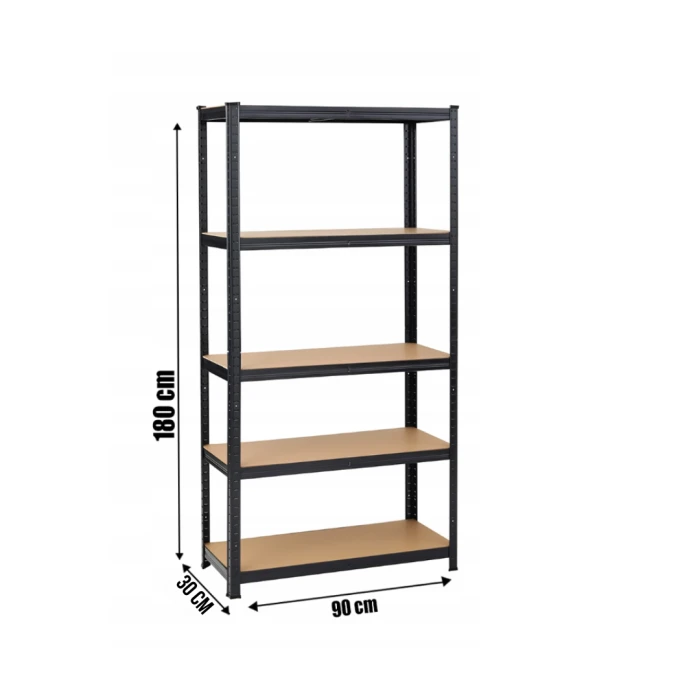 Стелаж LEOBRO Premium Black 180 х 90 х 30 см, 175кг/полиця, 5 полиць (LB-R114)