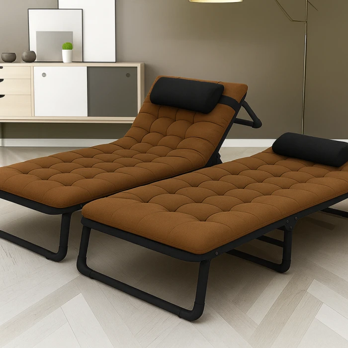 Розкладне ліжко (розкладачка) з матрацом і подушкою LEOBRO Brown (LB-FB-A1-BRN)