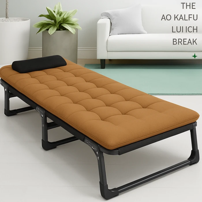 Розкладне ліжко (розкладачка) з матрацом і подушкою LEOBRO Brown (LB-FB-A1-BRN)