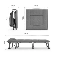 Розкладне ліжко (розкладачка) з вбудованим матрацом LEOBRO Grey (LB-FB-S1-GRY)