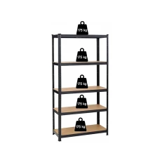 Набір із трьох стелажів LEOBRO Чорний 180 х 270 х 40 см, 175кг/полиця, 5 полиць (LB-R175-BLKX3)