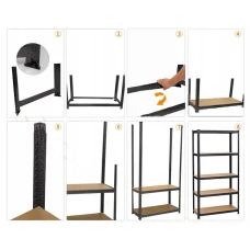 Набір із трьох стелажів LEOBRO Чорний 180 х 270 х 40 см, 175кг/полиця, 5 полиць (LB-R175-BLKX3)