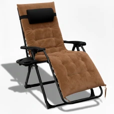 Крісло шезлонг LEOBRO Zero Gravity Premium Plus Brown Velvet (LB-ZGC-K3-BRN)