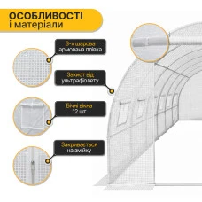 Садова теплиця парник LEOBRO Garden 18м2 White MultiDoor (LB-G114-WHT)