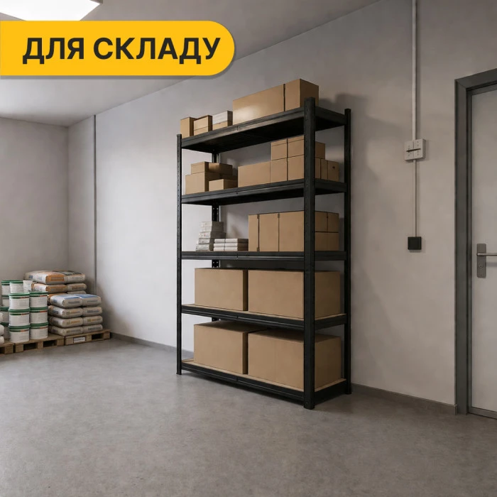 Стеллаж LEOBRO Premium Black 200 х 90 х 40 см, 175кг/полка, 5 полок (LB-R128)