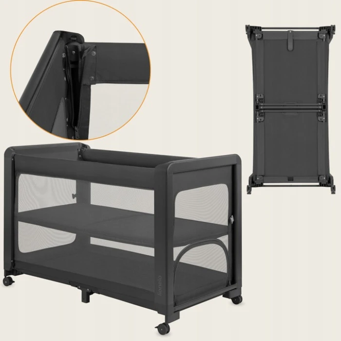 Ліжечко дитяче 3 в 1 Lionelo PATTY GREY GRAPHITE