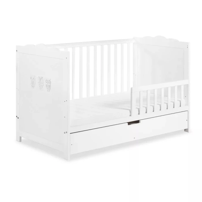 Дитяче ліжечко KLUPS MARSELL White з висувною скринькою та поручнями безпеки