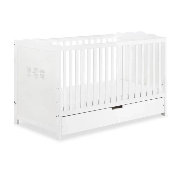 Дитяче ліжечко KLUPS MARSELL White з висувною скринькою та поручнями безпеки