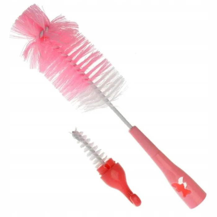 Щітка для пляшечок і сосок з губкою Akuku A0573, рожевий