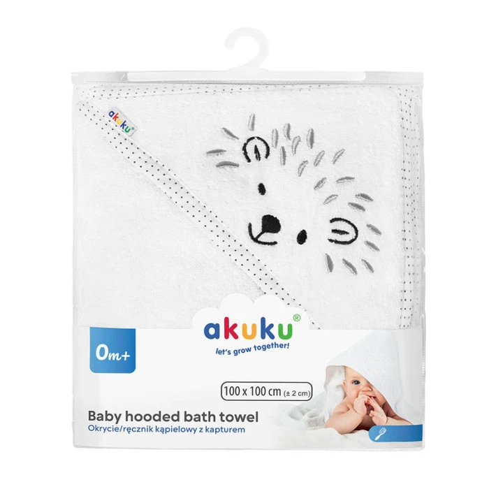 Рушник з капюшоном Їжачок, 100x100 см Akuku A0661