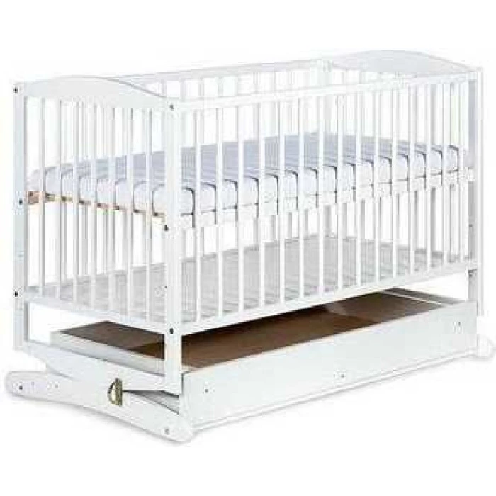 Дитяче ліжечко-гойдалка KLUPS HENRY White з висувною скринькою