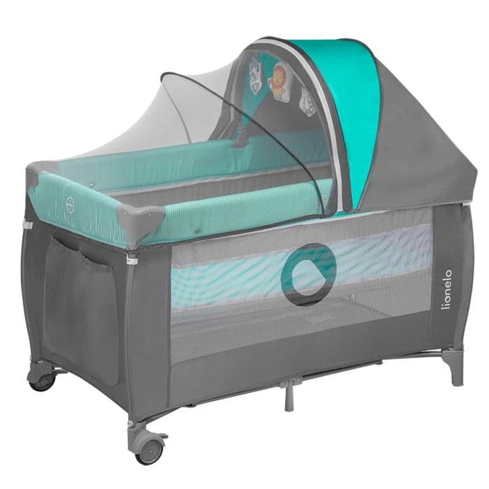 Ліжечко-манеж Lionelo SVEN PLUS TURQUOISE/GREY