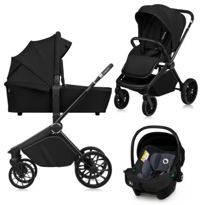 Универсальная коляска 3 в 1 Lionelo MIKA PLUS 3IN1 BLACK ONYX