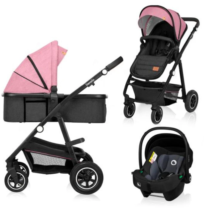 Универсальная коляска 3 в 1 Lionelo AMBER PINK ROSE