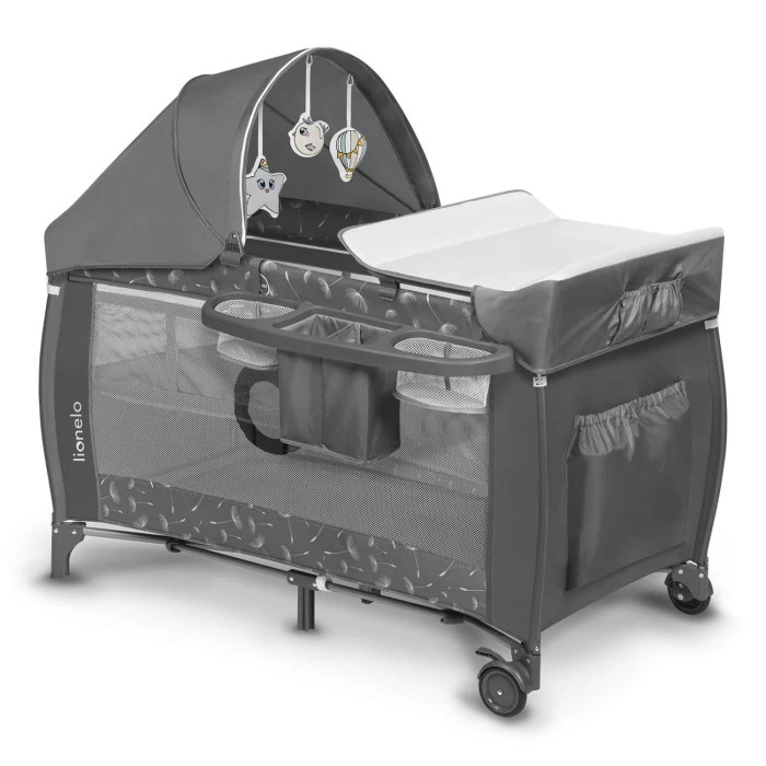 Ліжечко-манеж Lionelo SVEN PLUS GREY CONCRETE