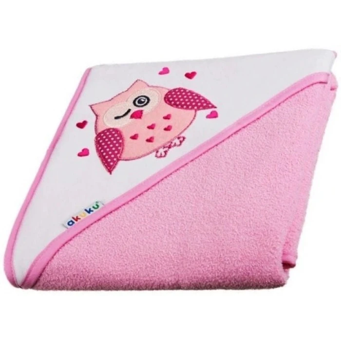 Рушник з капюшоном 80x80см Akuku A1233, рожевий