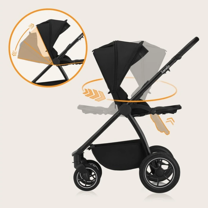 Универсальная коляска 3 в 1 Lionelo MERIL 3IN1 BLACK ONYX