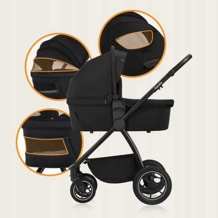 Универсальная коляска 3 в 1 Lionelo MERIL 3IN1 BLACK ONYX