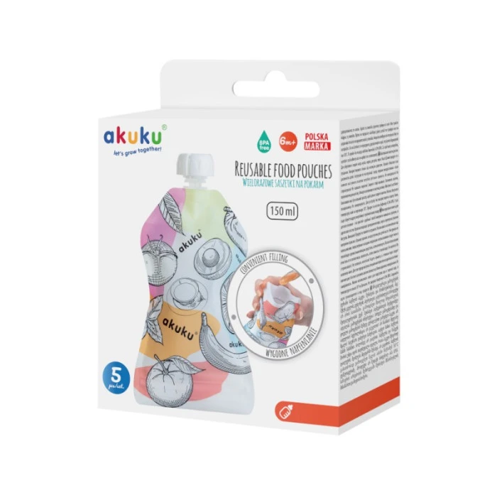 Багаторазові пакетики для їжі Akuku A0056, 5шт