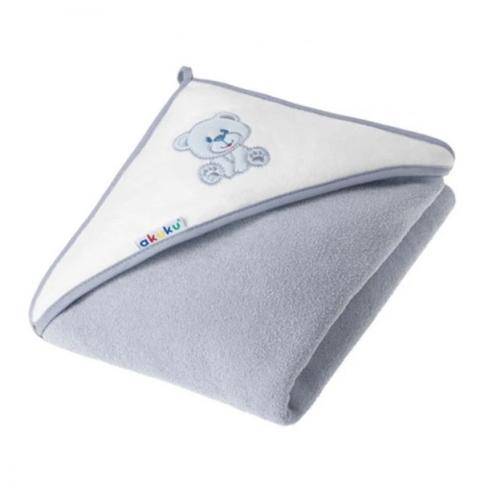 Рушник з капюшоном Akuku A1258 Медведик, сірий 100x100 см