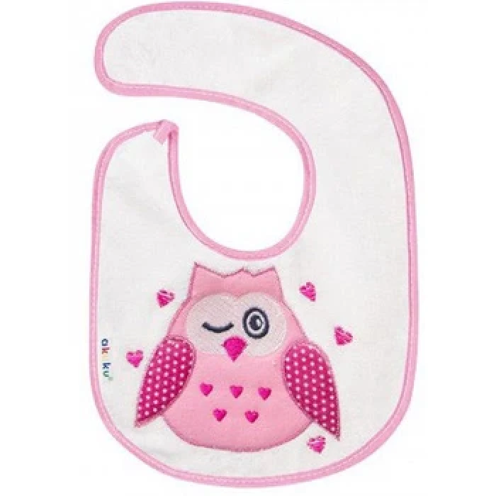Нагрудник на липучке малый Розовая Сова Akuku A1305