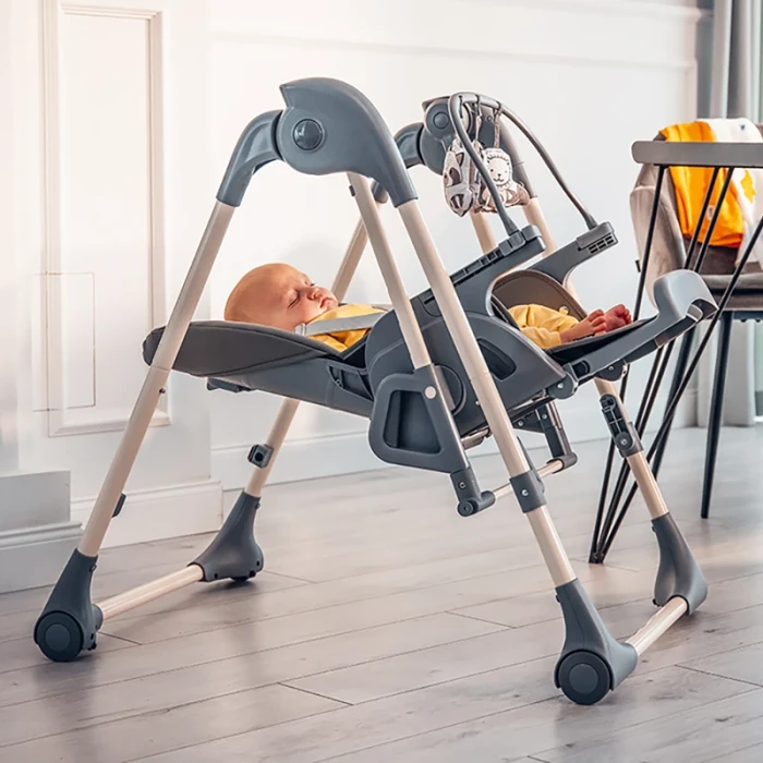 Стілець для годування з функцією гойдалки Lionelo LAURICE GREY STONE