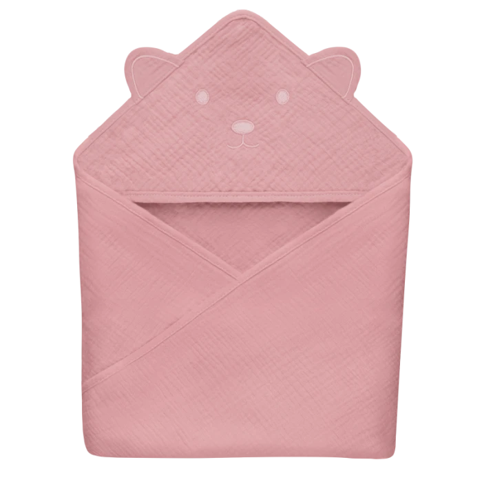 Полотенце Lionelo MUSLIN HOODED TOWEL PINK BABY
