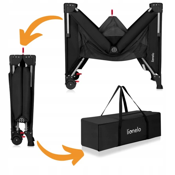 Ліжечко-манеж Lionelo ELLEN BLACK CARBON