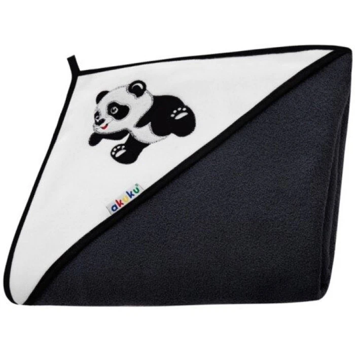 Рушник з капюшоном Akuku A1251 Панда, чорний 100x100 см