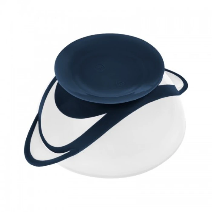 Тарелка на присоске с ложкой, белый-синий Akuku A0503